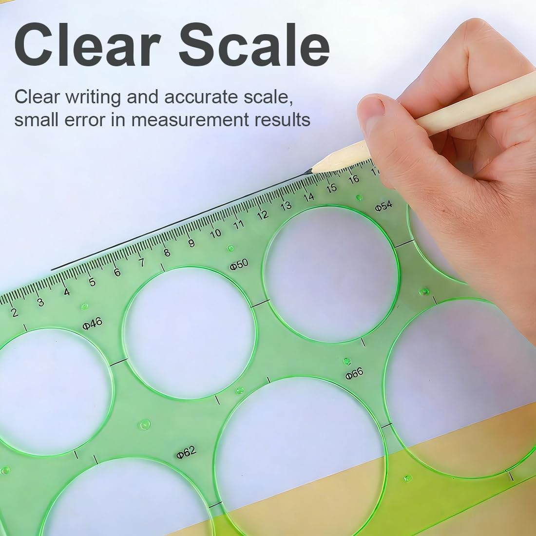 Plantillas Para Dibujar,Plantilla Circulos,Reglas Dibujo Tecnico,Plantilla Elipses Isometricas,para Medir Reglas Círculo Geométrico Plantillas de Dibujo 4pcs(Verde Transparente)