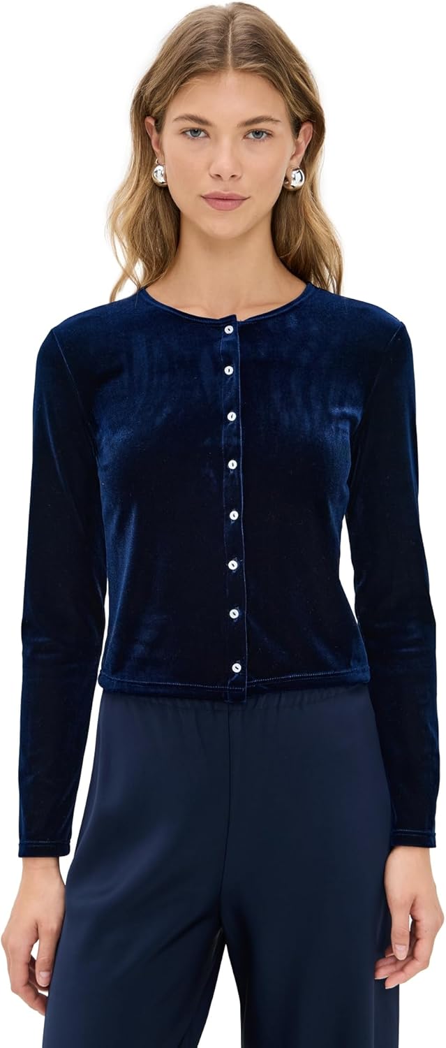 LE BOP Women's Eloise Velvet Cardigan
