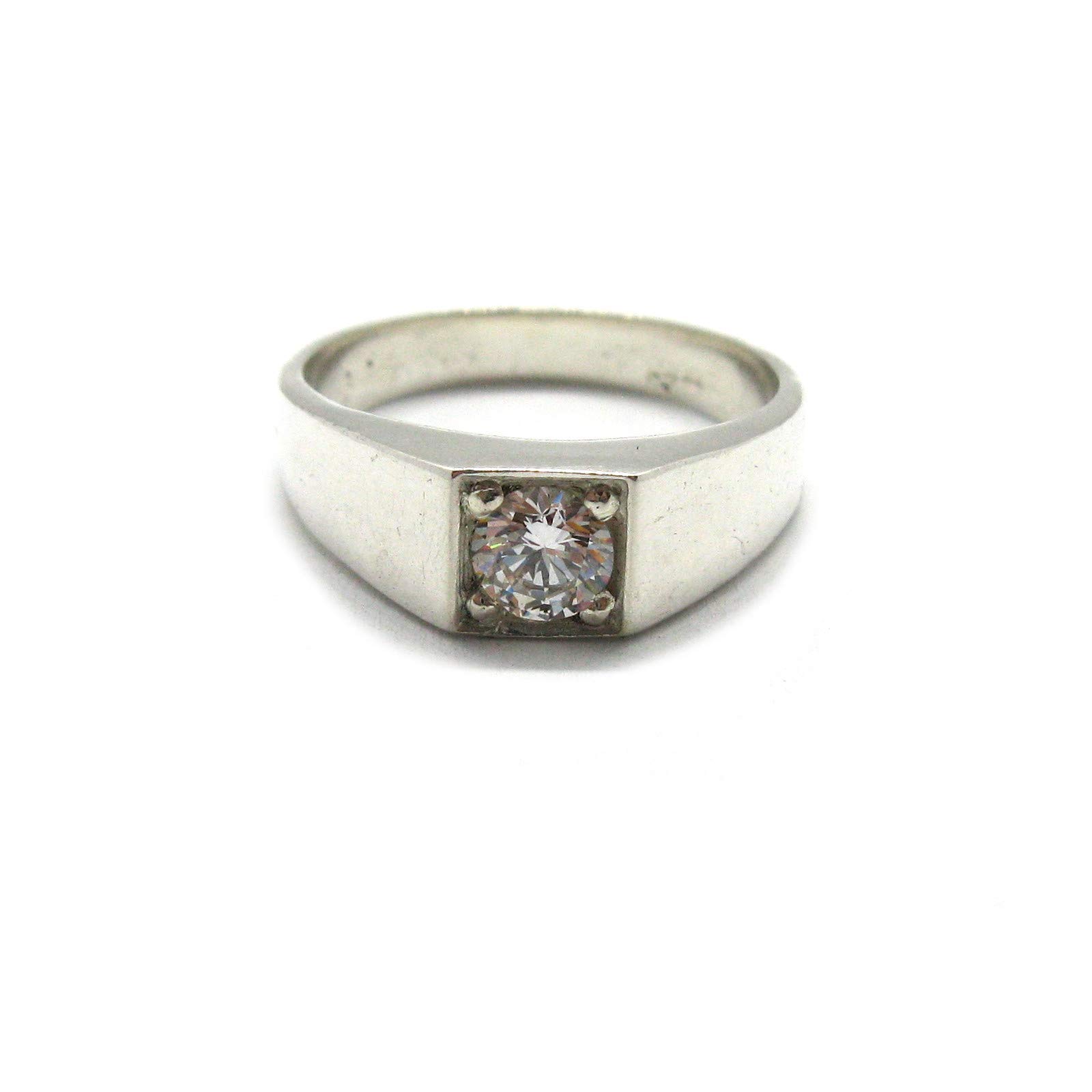 Anello da uomo in argento sterling massiccio 925 con cubic zirconia 5mm R001903