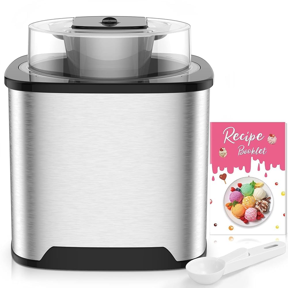 Vpcok Direct Eismaschine Edelstahl mit Rezeptheft