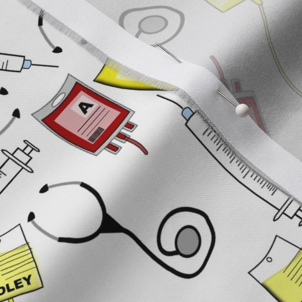 Spoonflower Fabric - Nurse Tools Registered Student Nursing Medical Theme Hospital Printed on Organic Cotton Sateen Fabric by The Yard - Sewing Quilting Apparel Home Decor