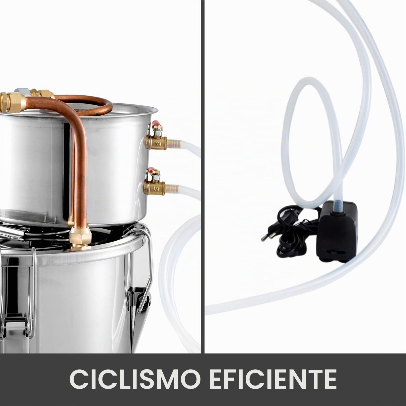 VEVOR Destilador de Agua 38,5L Máquina para el Agua Destilada Casera Destilación Filtro Purificador Acero Inoxidable Destilador de Agua Water Distiller Filtro de Destilación de Agua Pura