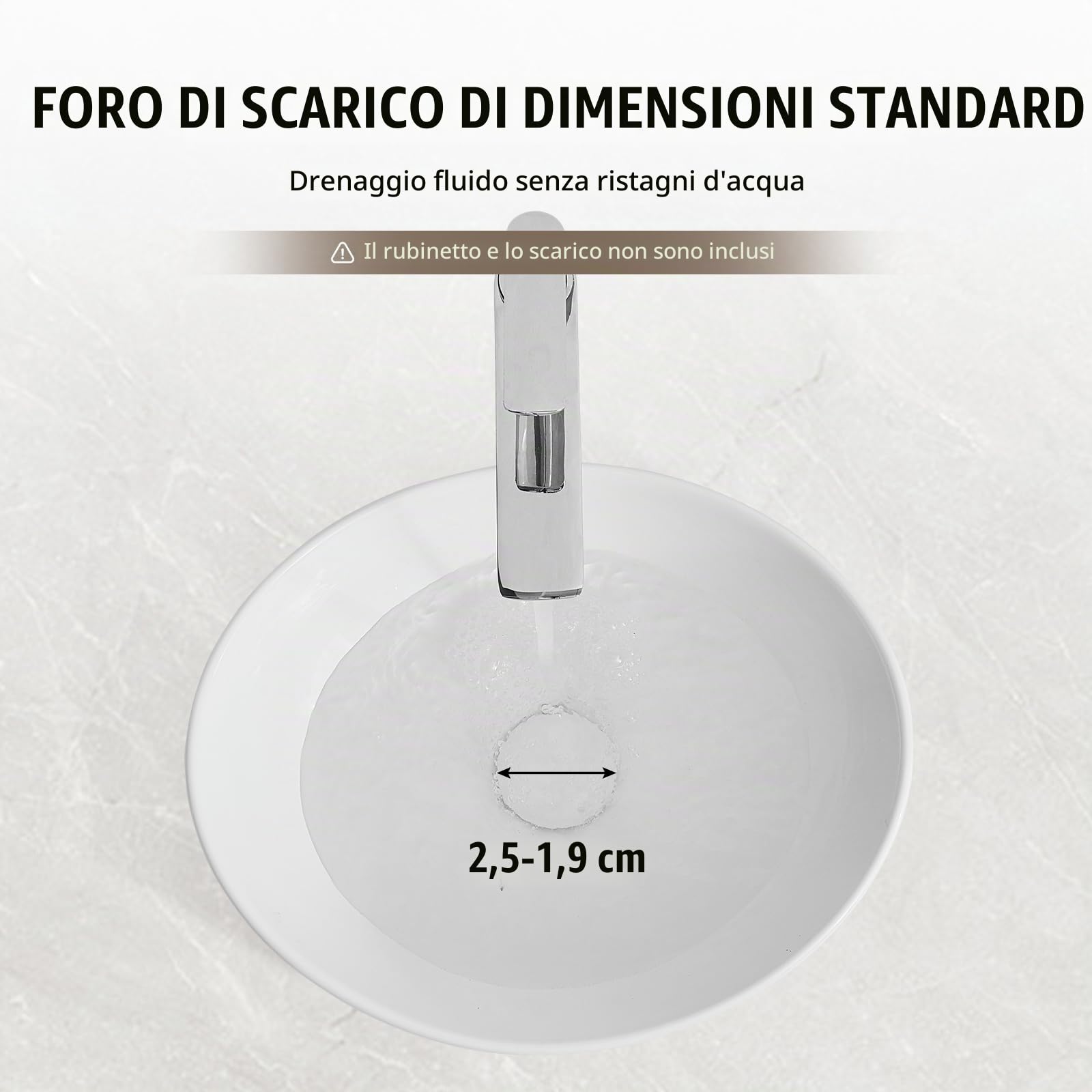 VEVOR Lavandino da Appoggio ovale, 40,9 x 34 cm per il Bagno, Lavabo da Appoggio in Ceramica Bianca Sopra il Piano, Stile Moderno, Luminoso ed Elegante, Lavandino per Bagno, Hotel, Toilette, Camper