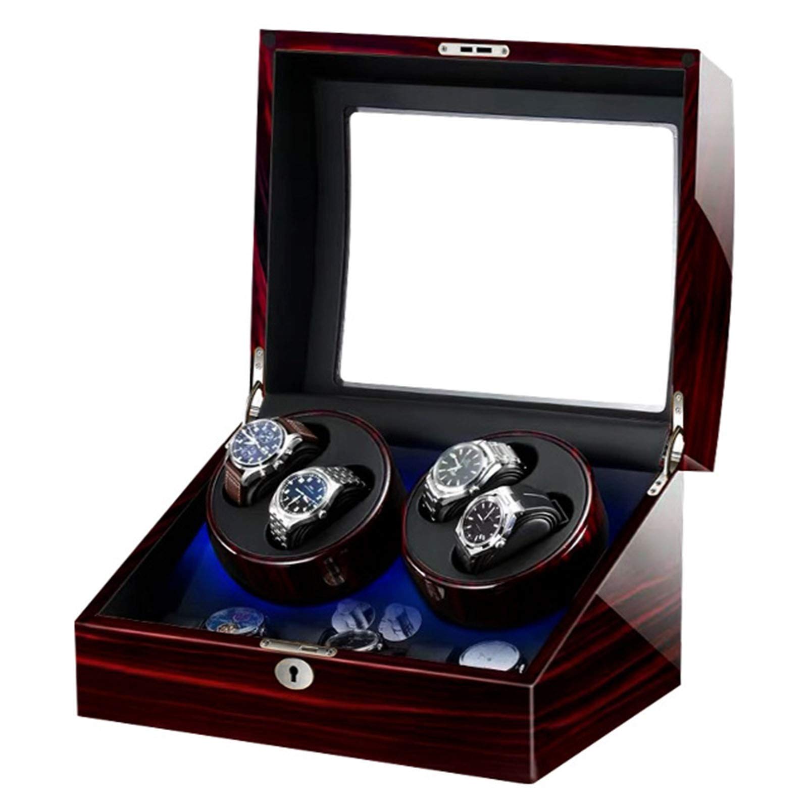 Caja enrolladora de relojes automáticos de madera con 4 rotores y 6 espacios de guardado