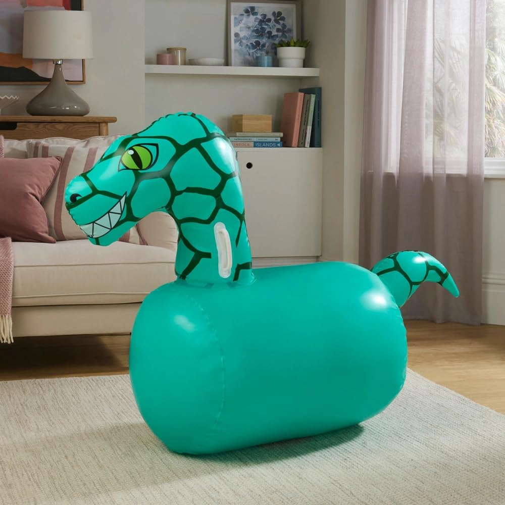Inflatable Dinosaur Hopper Kids Bouncy Ride On Hopper Toy with Handles, Sensory Balance Bouncing Animal for Indoor & Outdoor Active Play