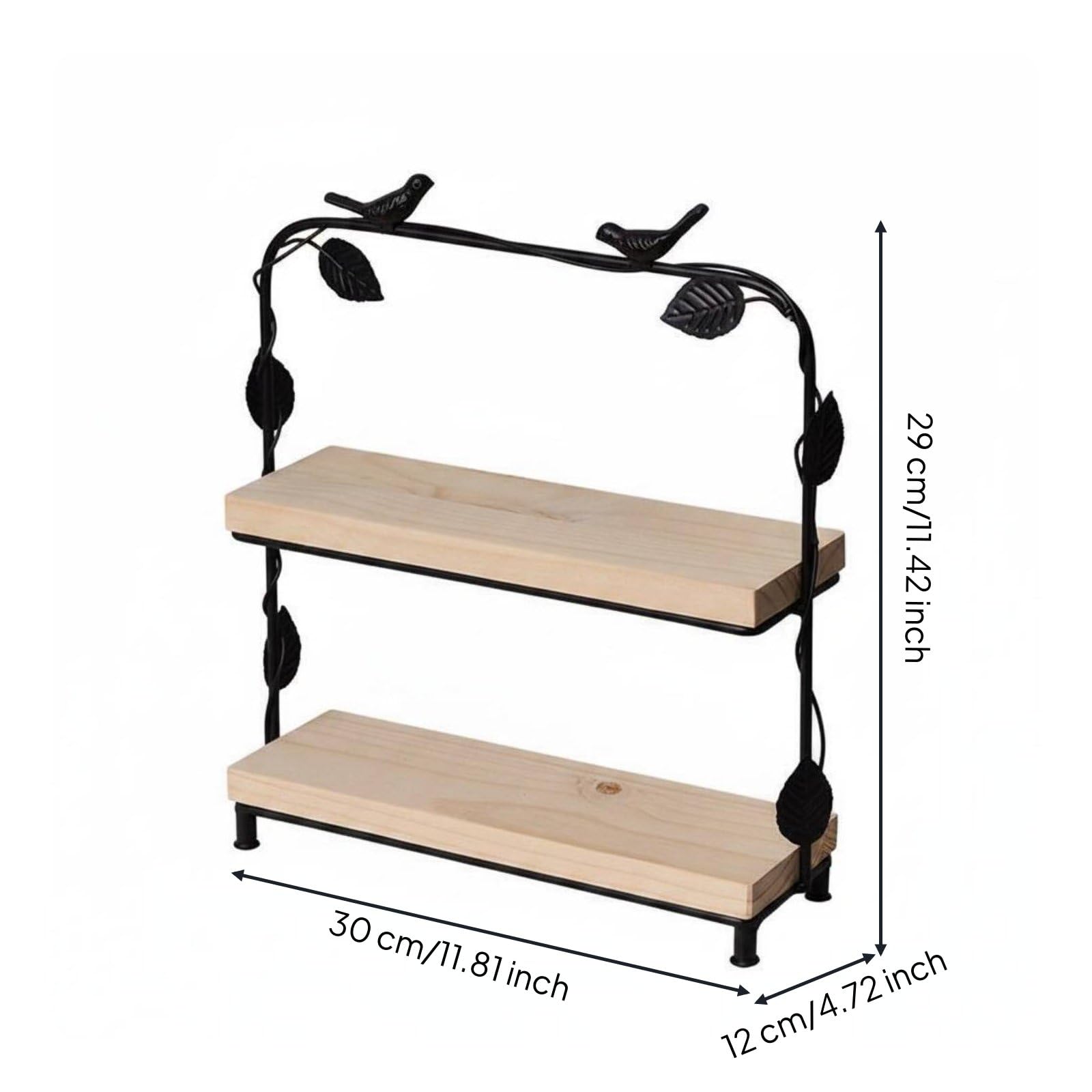 Soporte de Postres de Madera de Varias Bandeja Expositor Estante con Estilo Retro y Montaje Vertical para Diferenciadas y Mesa Ordenada Adecuado para , Basket 2-Tier