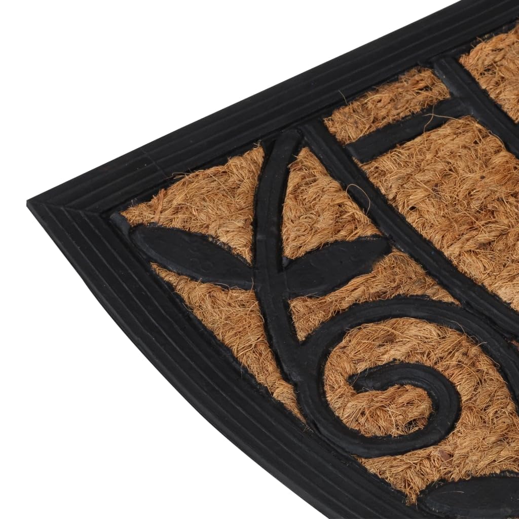 Paillasson semi-circulaire en caoutchouc et fibre de coco - 45 x 75 cm - Antidérapant - Pour entrée, terrasse, jardin, facile d'entretien, pour l'intérieur et l'extérieur