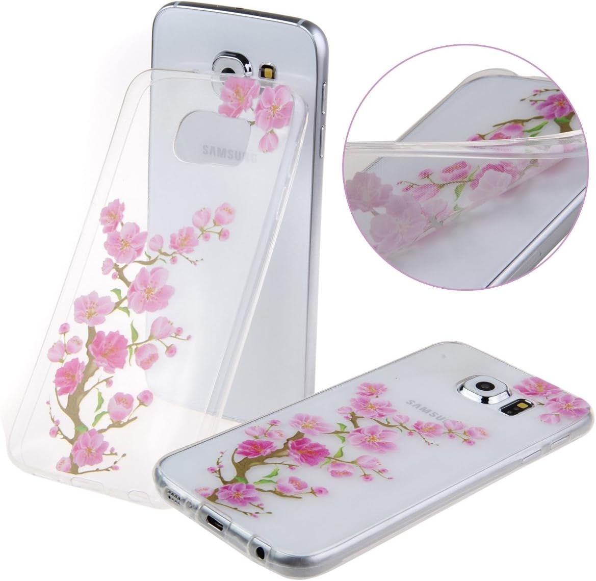 Galaxy S6 Edge Case,S6 Edge Clear Case Cover,Eforcase™ Protective Ultra Slim Funny Lovely Back Case for Samsung Galaxy S6 Edge,Clear Soft TPU Gel Rubber Skin Case Cover for Galaxy S6 Edge,Transparent Cute Adorable Cartoon Dolphins Bears Penguins Case Silicone Cover for Samsung S6 Edge (Wintersweet)