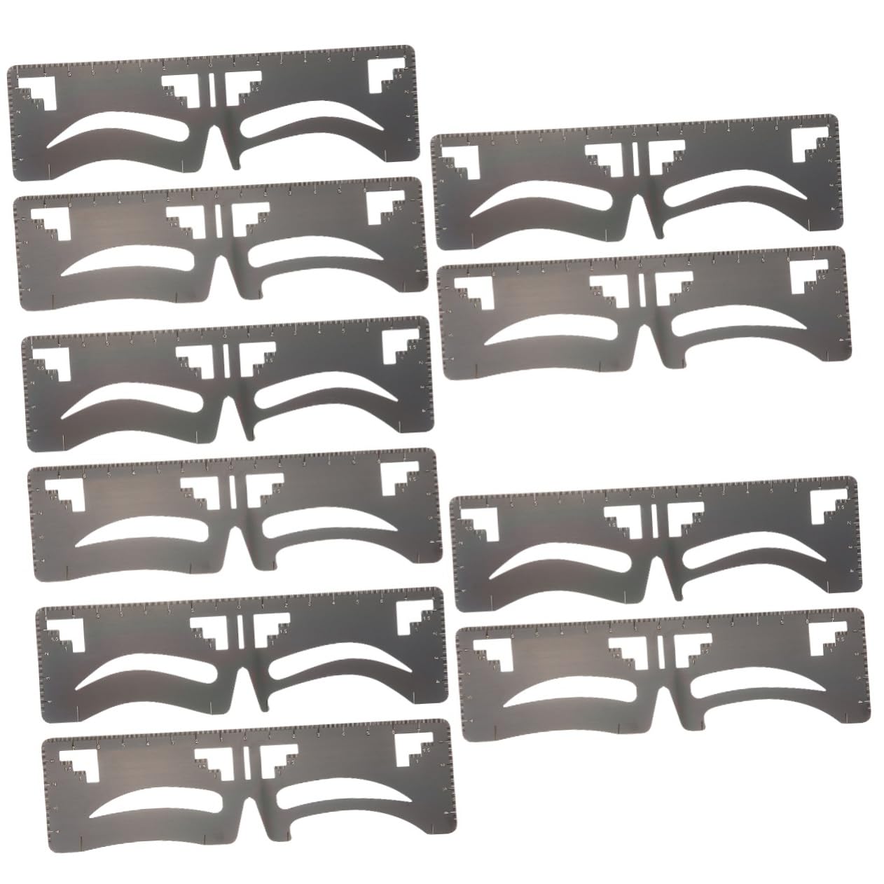 Ipetboom 10pezzi Righello Per Sopracciglia Inossidabile Strumento Per Makeup e Stencil Per Sopracciglia Design Per e Ragazze