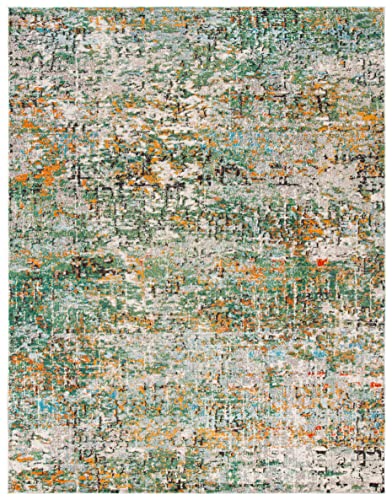 Image of SAFAVIEH Area Rug 8x10 - Madison Collection - Large - Green & Turquoise, Modern Abstract Design, Non-Shedding & Easy Cleaning, Ideal for Living Room, Bedroom, Office, Dining Space (MAD460Y)