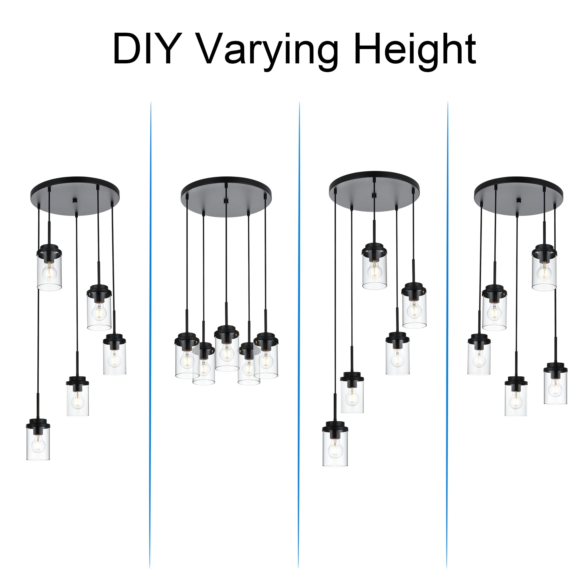 MELUCEE 5-Light Pendant Chandelier - Modern Lighting -6