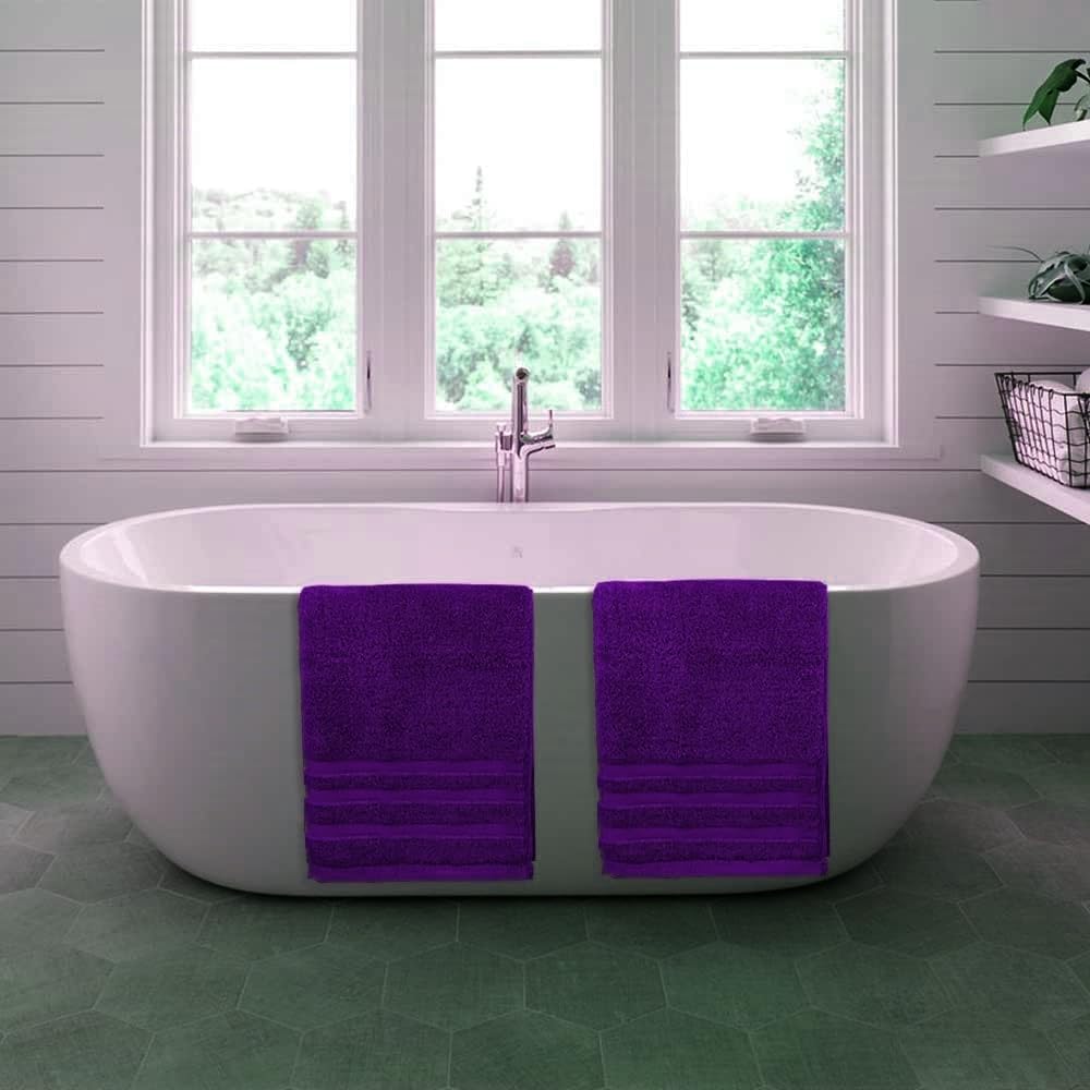 WovenWonder Pack of 2 Super Jumbo Bath Sheets (100 x 200 cm-600GSM) Luxury 100% Egyptian Cotton Soft Extra Large Bath Sheet Towels Highly Absorbent & Quick Dry Hotel Quality Towel Set (Purple) - Image 2