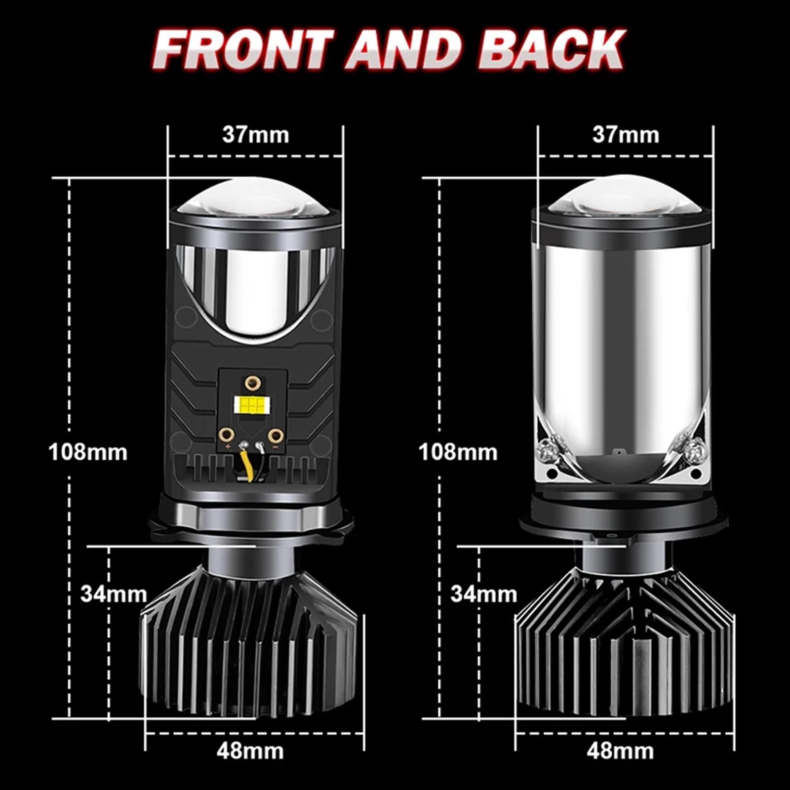Proyector LED H4/9003/HB2 Hi/Lo 40000LM for faros de coche, bombillas bi-LED con lente, proyector H4, mini proyector, proyector de faros, LHD, 12V/24V(1 pair)