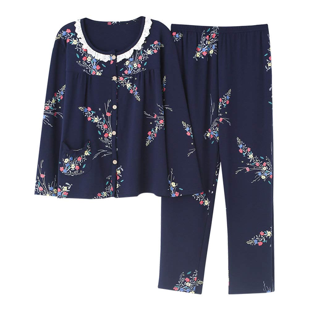 Conjunto De Pijamas De Mujer,Conjunto De Pijama De Algodón Suave Con Estampado Elegante,Conjuntos De Pijamas Con Botones,Ropa De Dormir De Manga Larga,Cómoda Ropa De Dormir De Talla Grande,Regalo P