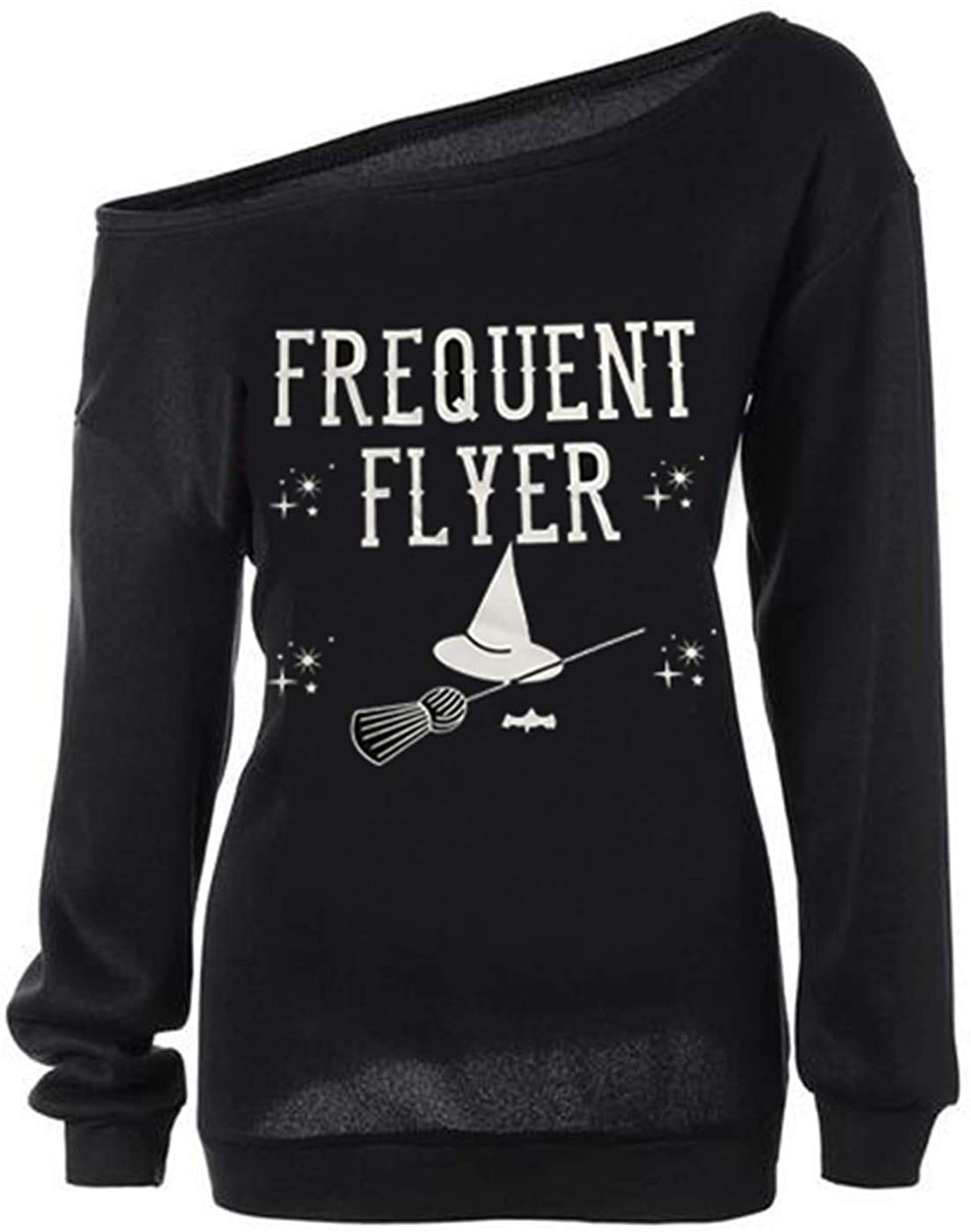 JNKLWPJS Women Halloween Off Shoulder Pullover Tops Long Sleeve Pumpkin Shirt Halloween Sweatshirt