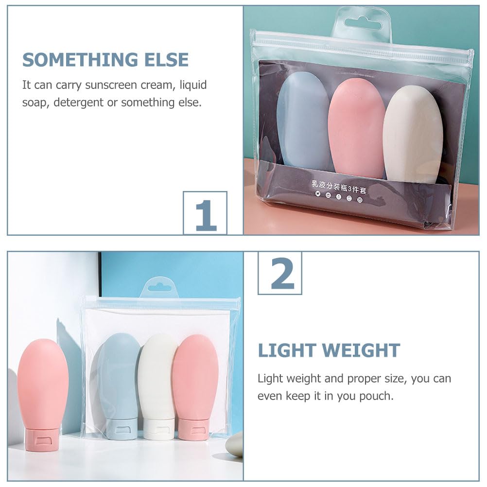 Beaupretty Leak-Proof Refillable Travel Bottles Set 3Pcs 2Oz Silicone Toiletry Containers for Shampoo Conditioner Lotion Portable Toiletry Bottle Kit - Image 4