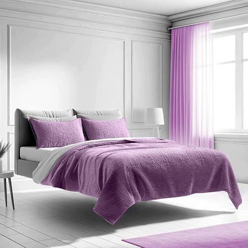 Mezzati Juego de cubrecama Rosa coral - Colección Prestige - Funda de edredón - Juego de cama de microfibra cepillada - Juego de cama de 3 piezas disponible en Yaxa Peru