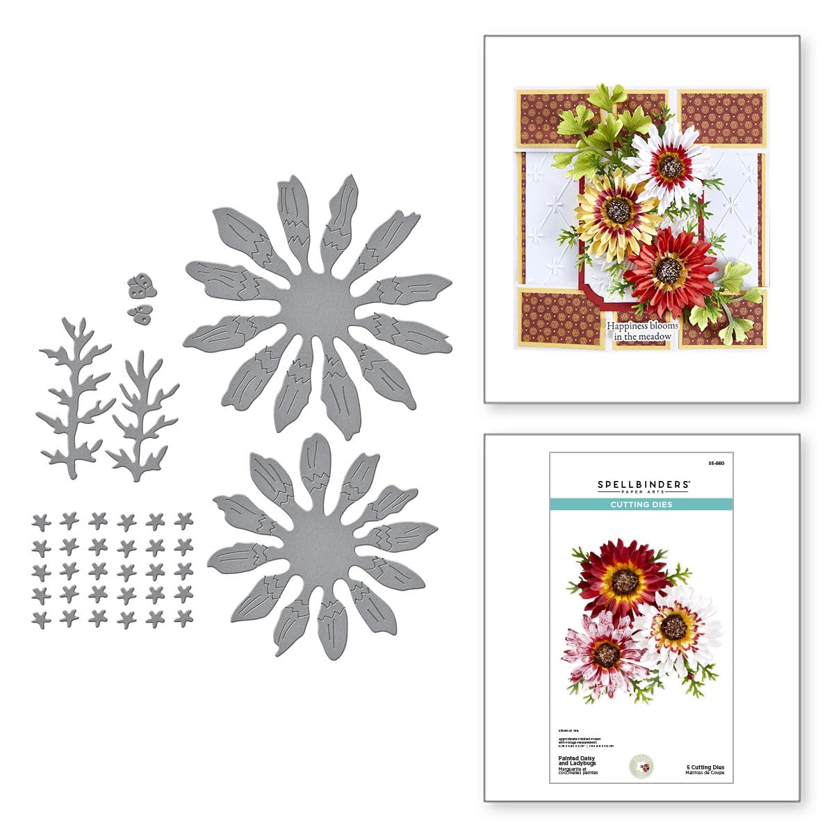 Spellbinders S5-660 Painted Daisy and Ladybugs Etched Dies from The Through The Meadow Collection by Susan Tierney-Cockburn