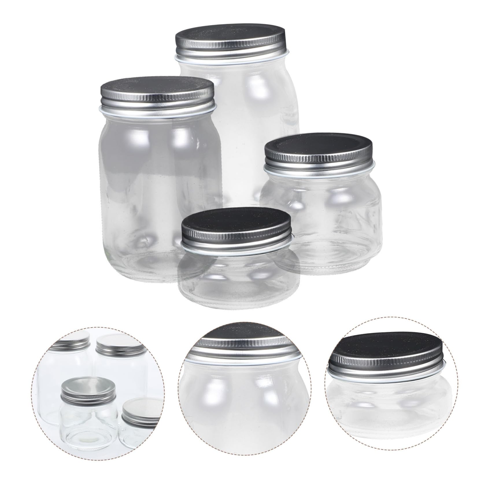 Alipis 4piezas Tarros De Transparentes Tapa Para Mermelada y Almacenamiento De Miel De Frascos Multiuso Para Encurtidos y Especias