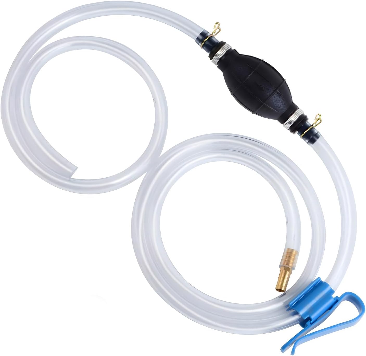 Gas Siphon Hose Pump, Portable Rubber Liquid Hand Pump Kit with PVC Hose & Pinch Clip, High Flow Manual Fuel Transfer Pumps for Petrol Oil Diesel Gasoline, Car Accessories