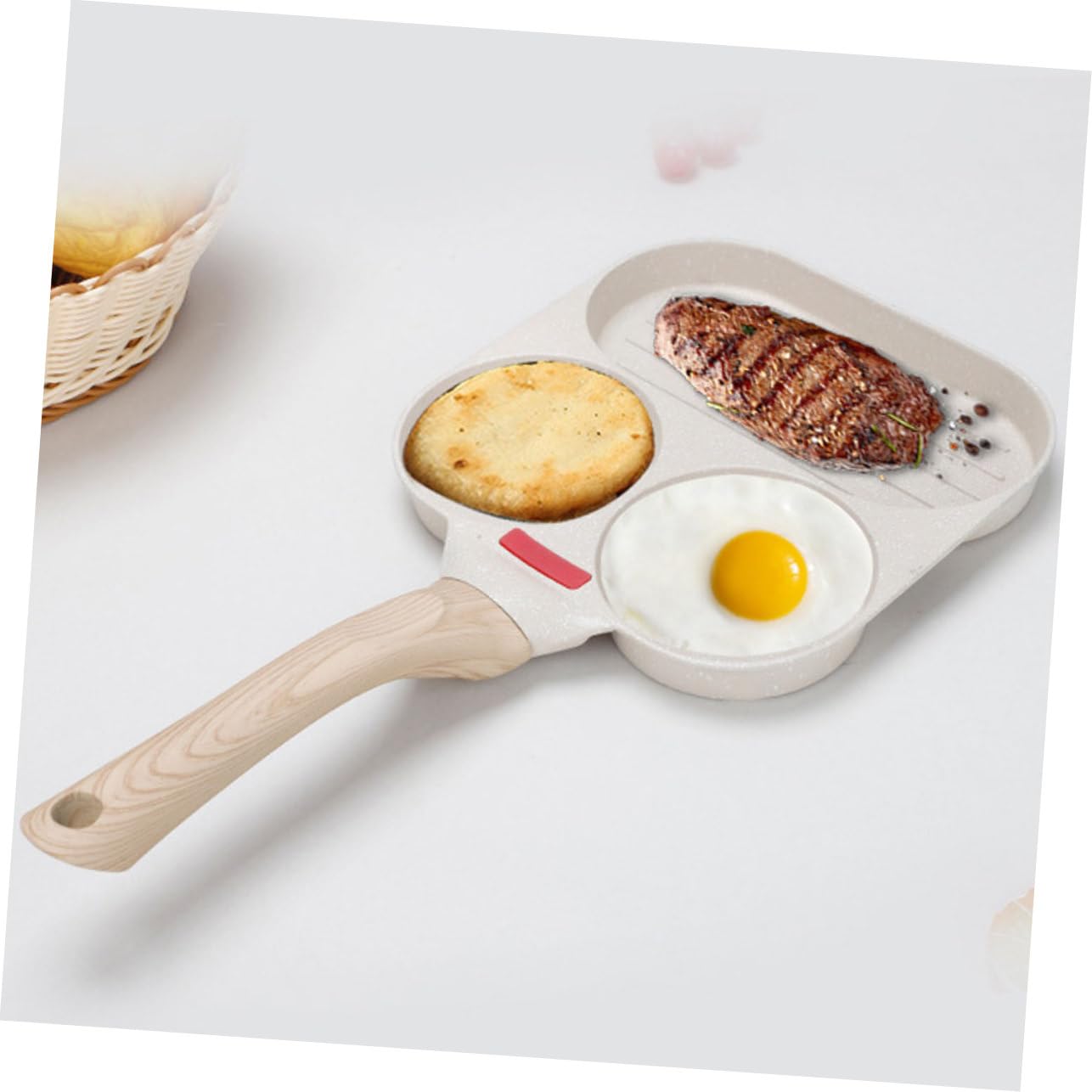 TOYANDONA Padella da Campeggio Antiaderente Multifunzione in Alluminio, Padella per Uova e Pancake Manico Ergonomico, per Cucina Domestica e Attività Outdoor