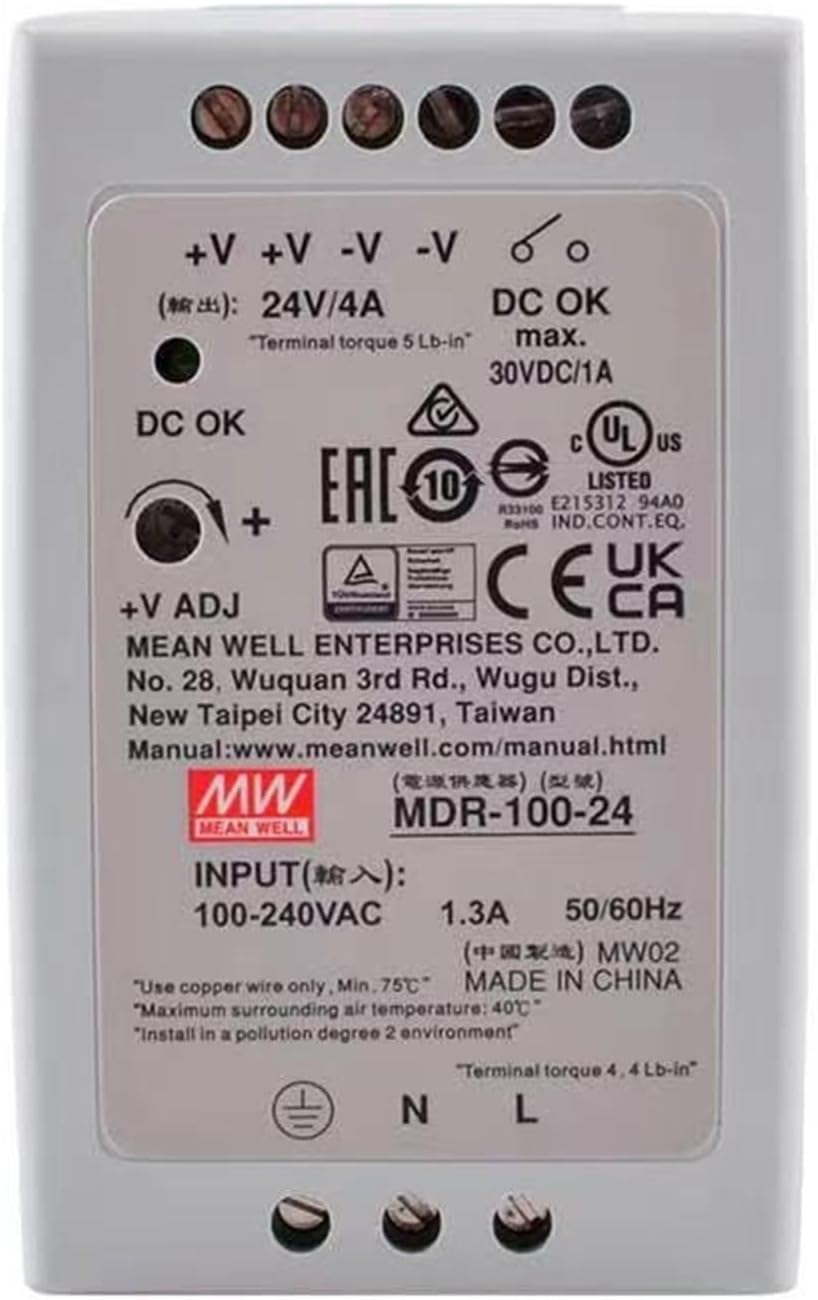 1PCS MDR-100-24 24V 4A 96W Single Output Industrial DIN Rail Switching Power Supply OK Relay Contact