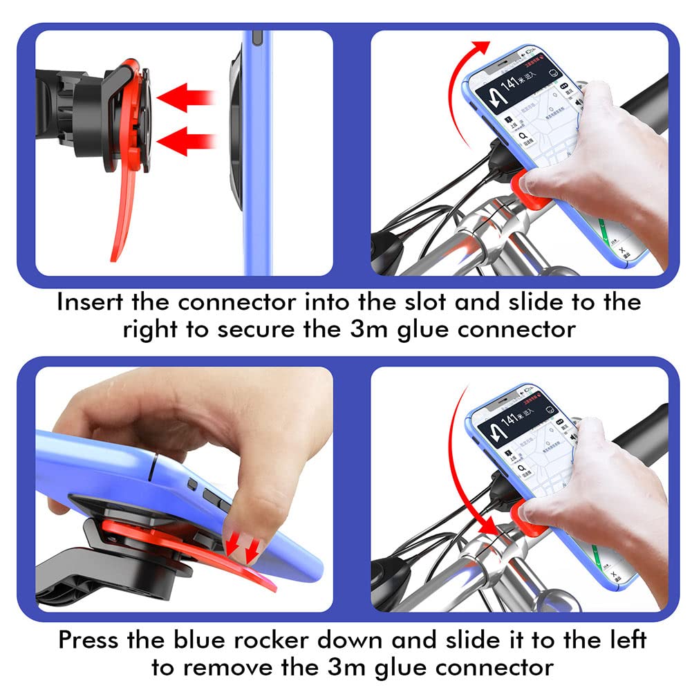 Support Téléphone Pour Guidon Vélo/moto - Universel 4.7 à 7.2", Rotation 360°, Fixation Solide, Couleur Bleu - 6