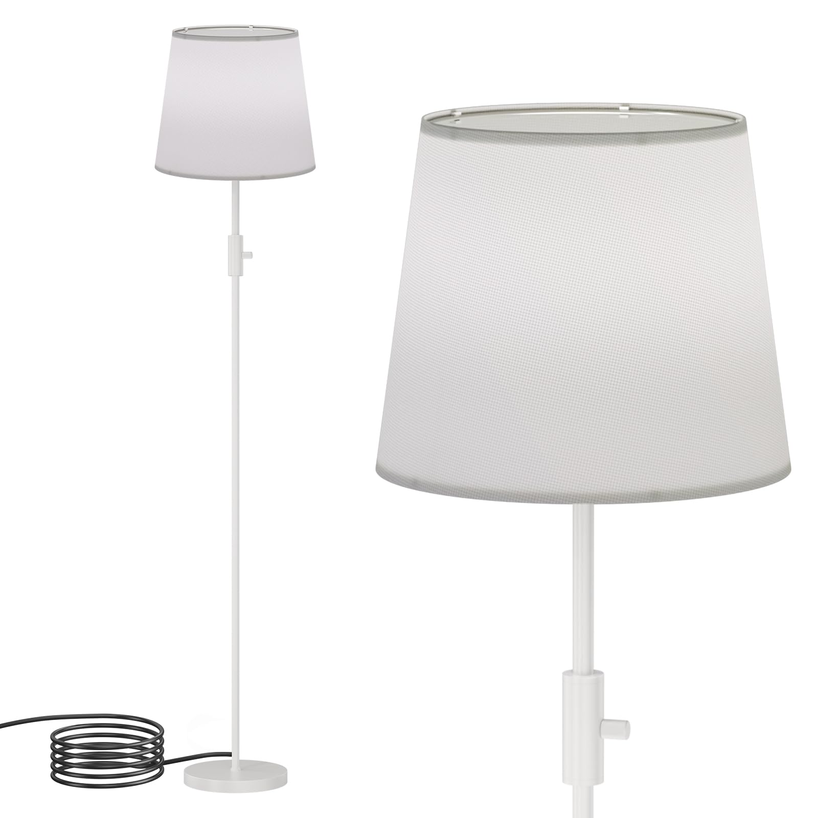 DUSKTEC Lampada da Terra Smart RGB - Piantana con Paralume in Tessuto Dimmerabile, Bianco Caldo e Freddo, Lampada a Stelo Moderna per Soggiorno e Camera da Letto, Compatibile con Alexa e Google Home