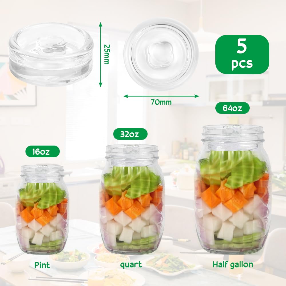 5 Pesi In Vetro Per Fermentazione | Diametro 7 Cm | Per Barattoli Bocca Larga, Crauti, Kimchi - Foto 12
