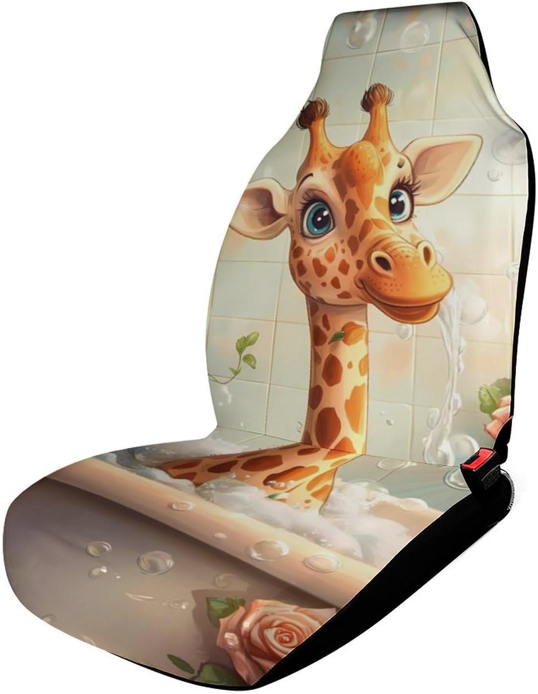 Funny Bathroom Giraffe Car Seat Covers Universal Car Front Seats Protector Auto Interior Accessories 2PCS