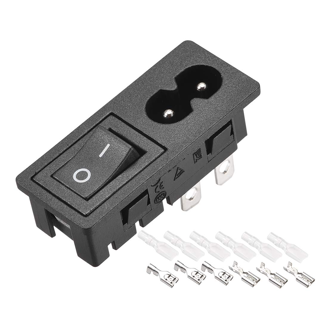 Amazon.com: uxcell C8-8 Panel Mount Plug Adapter AC 250V 6A 2P 3mm ...