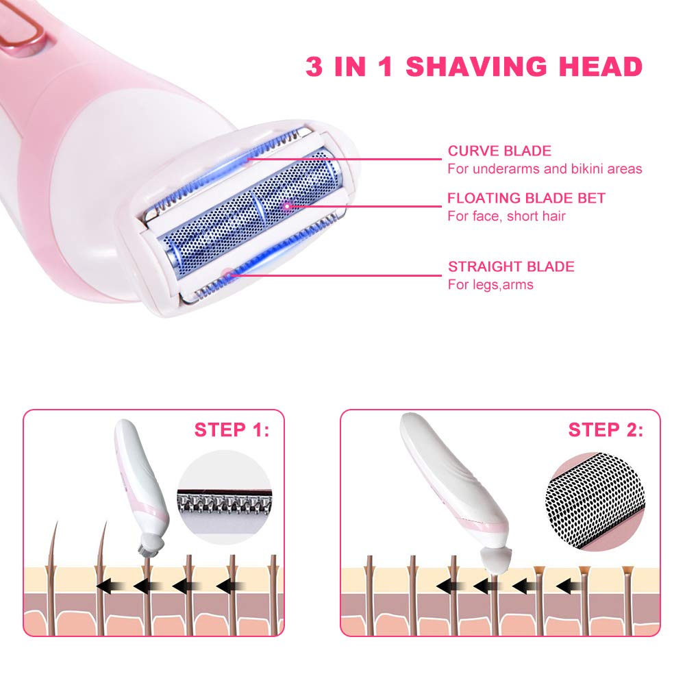 Maquinilla de afeitar y bikini recargable 3 en 1, afeitadora eléctrica para mujer, depiladora, recortadora de pelo corporal, inalámbrica, impermeable