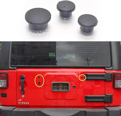 CousDUoBe Wrangler - Tapones de goma para puerta trasera, para modelos Wrangler JK 2007 en adelante (paquete de 3, negro)