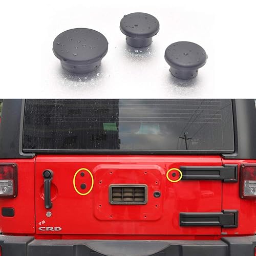CousDUoBe Wrangler - Tapones de goma para puerta trasera, para modelos Wrangler JK 2007 en adelante (paquete de 3, negro)