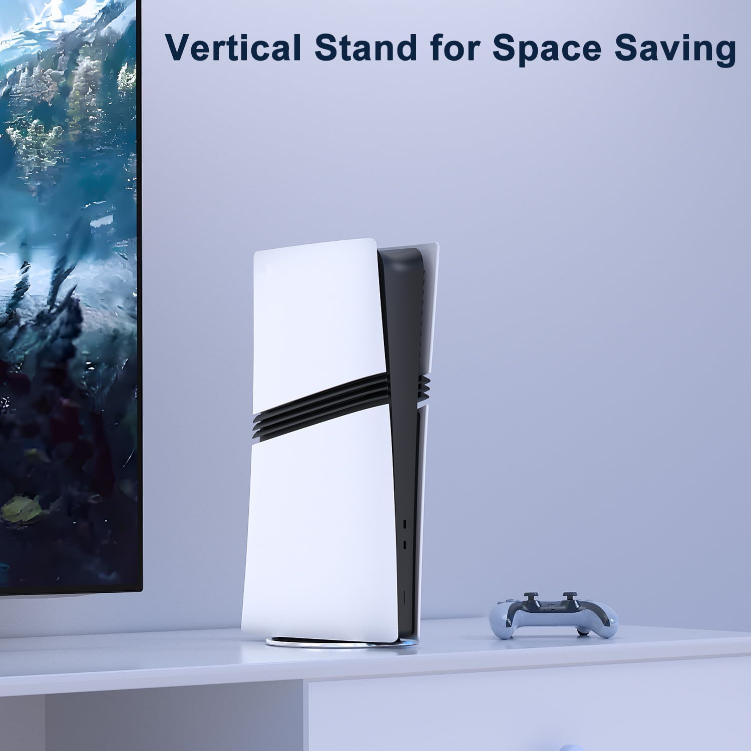 PS5 Pro Vertical Stand, Base para for PlayStation 5, Black Vertical Console Brackets with Anti-Slip Pads, Space Saving Console-Stand, PS5 Accessories, Aluminium Alloy Bracket - Image 6
