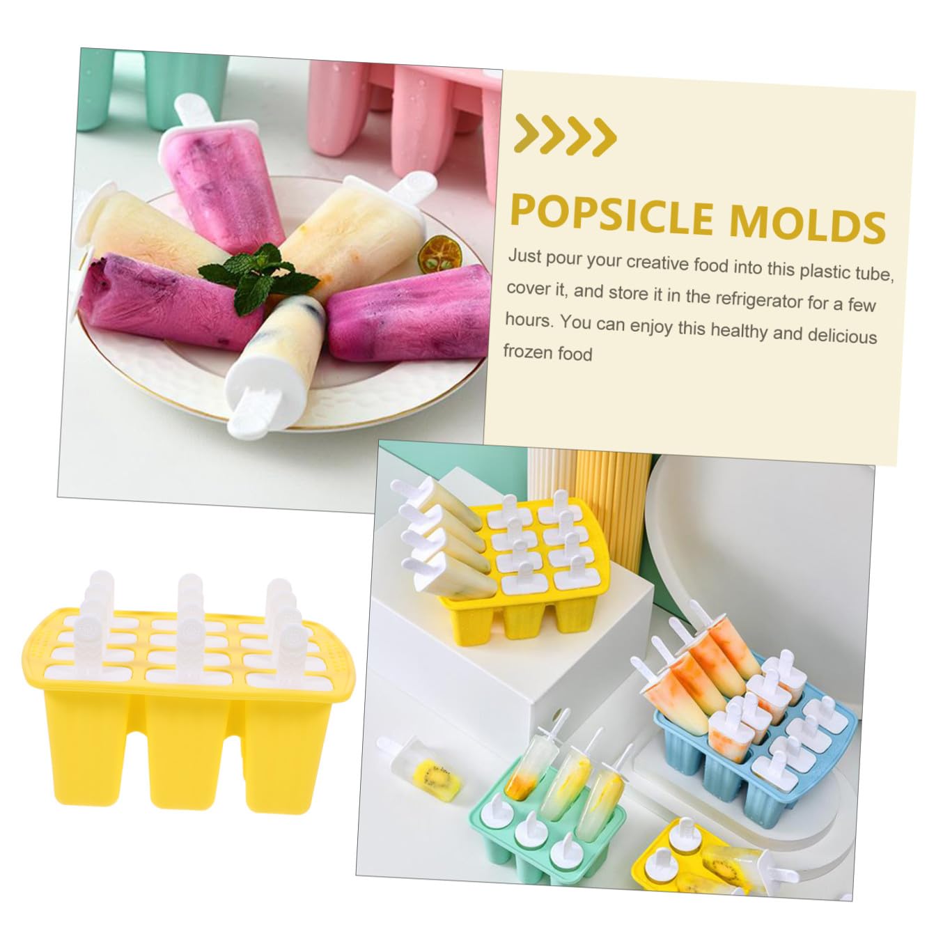Moule à Glace en Silicone, 12 Compartiments, pour Fruits et Pâtes, Usage Maison ou Hôtel, pour L’été, Lot de 1 Set de Set