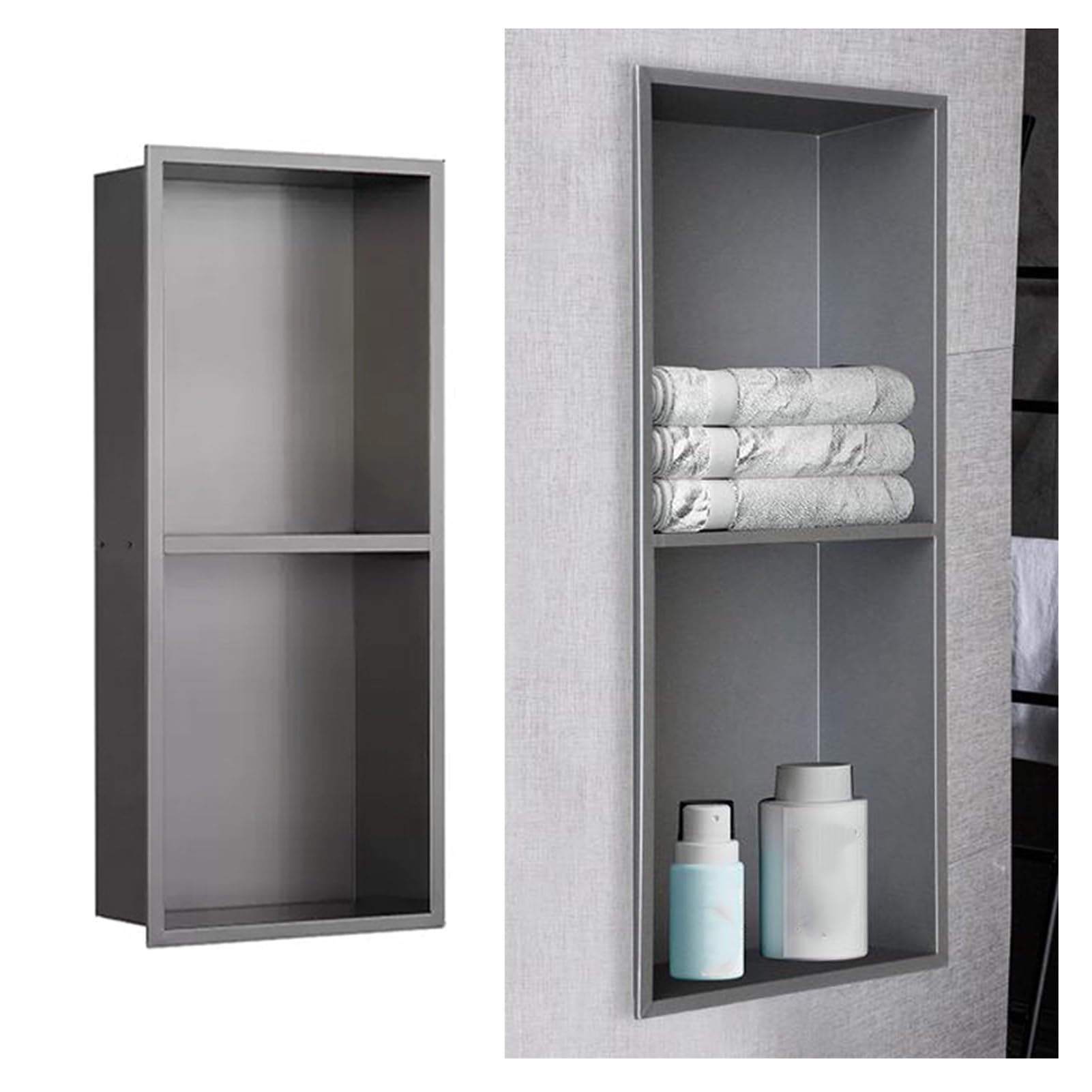 Stauraum im Badezimmer, Edelstahl-Duschnische, Wand-Organizer, Regal, Badezimmer, Küche, mehrere Größen(68x27x23cm)