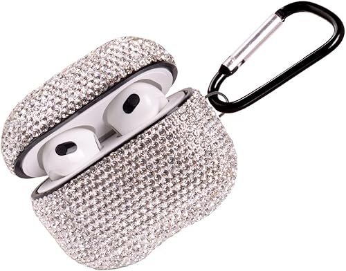 Funda brillante compatible con AirPods de 3 generación con llavero, a prueba de golpes, funda protectora de diamantes de imitación de alta calidad