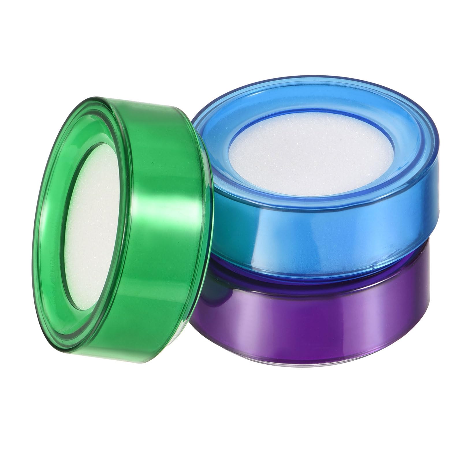 YOKIVE 6 Pcs Finger Wet Sponge, Round Desktop Fingertip Wet Tools | Easy to Use Great for Counting Office Paper Document Bills (Blue Green Purple, 2.7