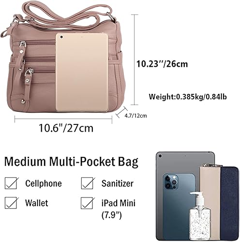 Miniatura 5 de ELDA Monederos cruzados de 10 bolsillos para mujer, bolsos de bolsillo medianos, ligeros, bolso de hombro con múltiples bolsillos