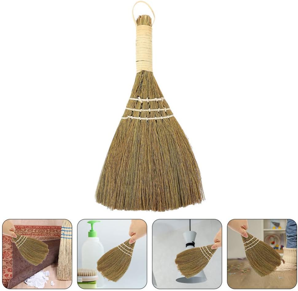 Hemoton Desktop Broom Portable Mini Tabletop Cleaning Broom with Ergonomic Short Handle and Natural Bristles for Dust Removal in Office and Home