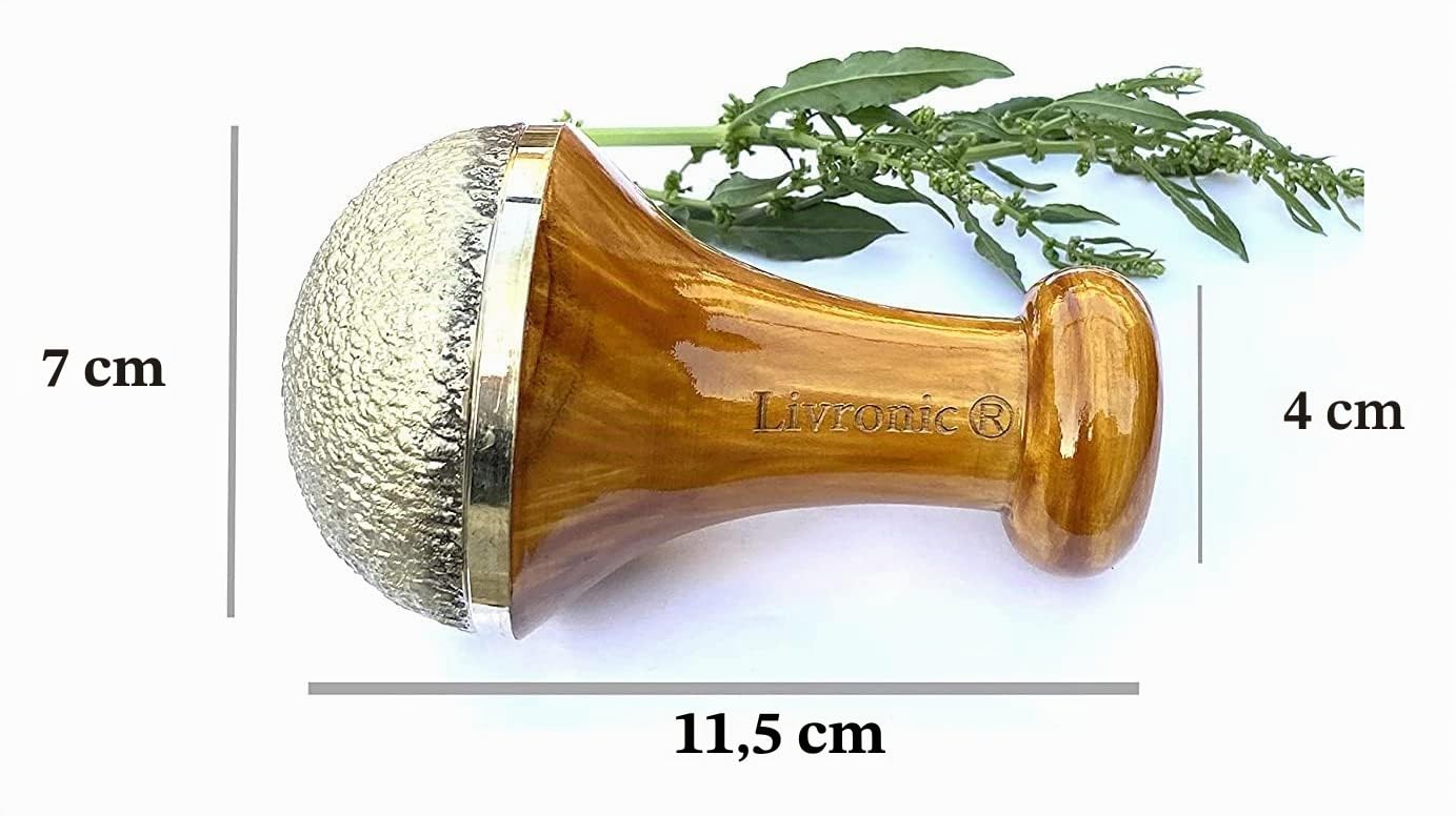 Livronic Natural Bronze Kansa Vatki with Wooden Handle - Ayurvedic Detox Foot Massage - Relaxation and Deep Cleansing - Ancient Ayurvedic Kansa Vatki Natural Foot Massage