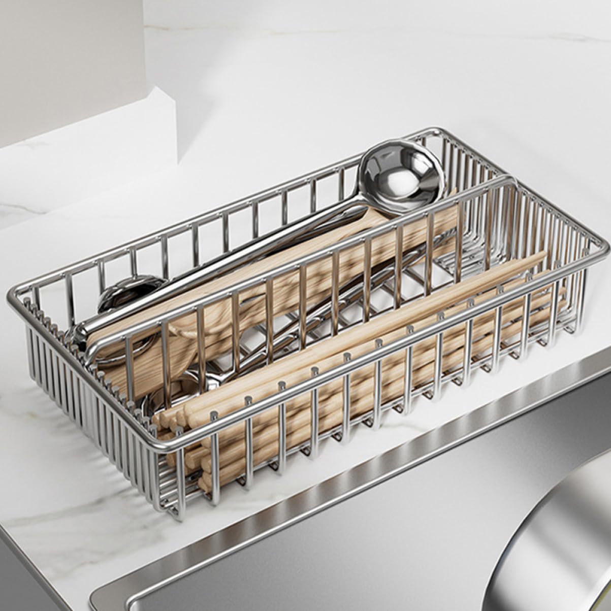 Cabilock 2pièces Panier Égouttoir pour Lave-Vaisselle Acier Inoxydable Panier à Couverts Porte-ustensiles Organisateur pour Ustensiles de Cuisine