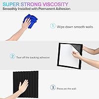 Vista 5 de JBER - Paquete de 48 paneles acústicos de espuma, cuñas de estudio autoadhesivas mejoradas de 1 x 12 x 12 pulgadas, acolchado insonorizante