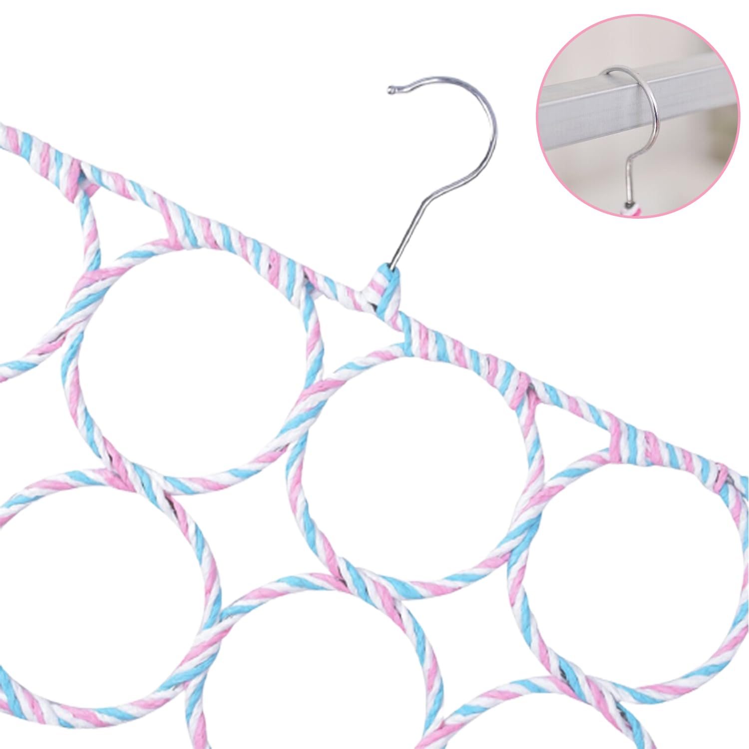 Porta Sciarpe con 28 Fori, Organizzatore Sciarpe, Pieghevole Leggero Ganci Per Scialli, Gruccia a Anelli Porta Sciarpa, Portacravatte Da Armadio, Multifunzionale Appendiabiti Per Cravatte, Cinture