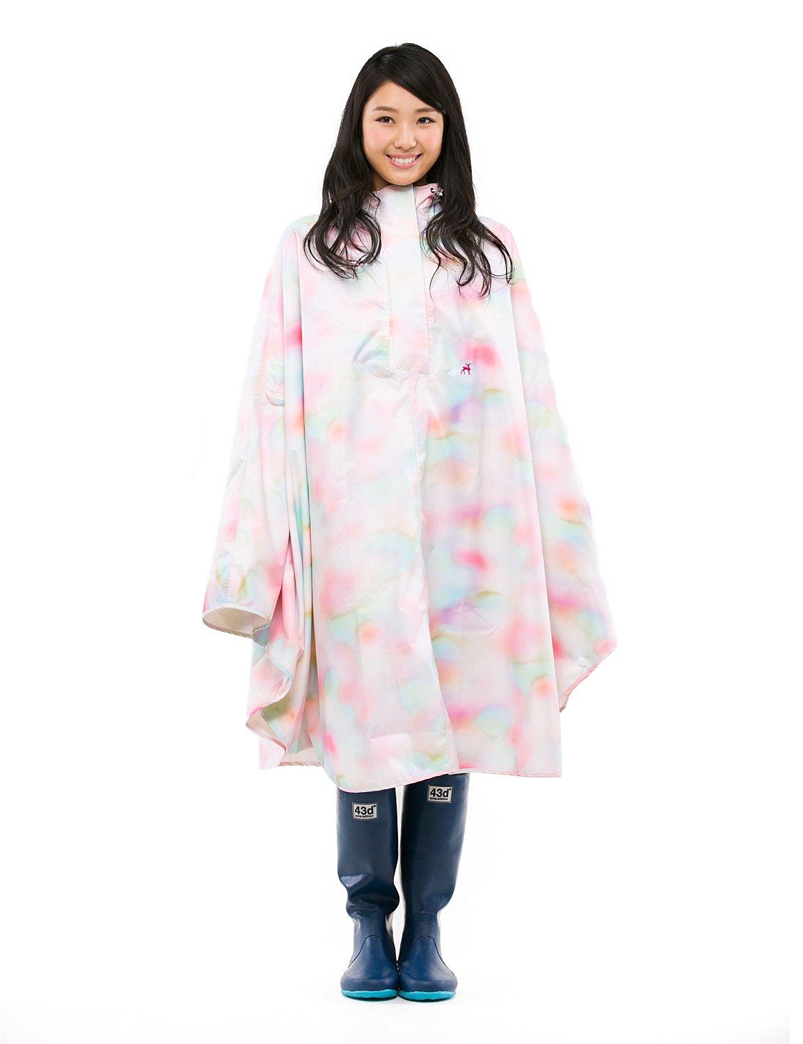 43DEGREES Coloful Waterproof Raincoat Rain Poncho - Tie dye B - White