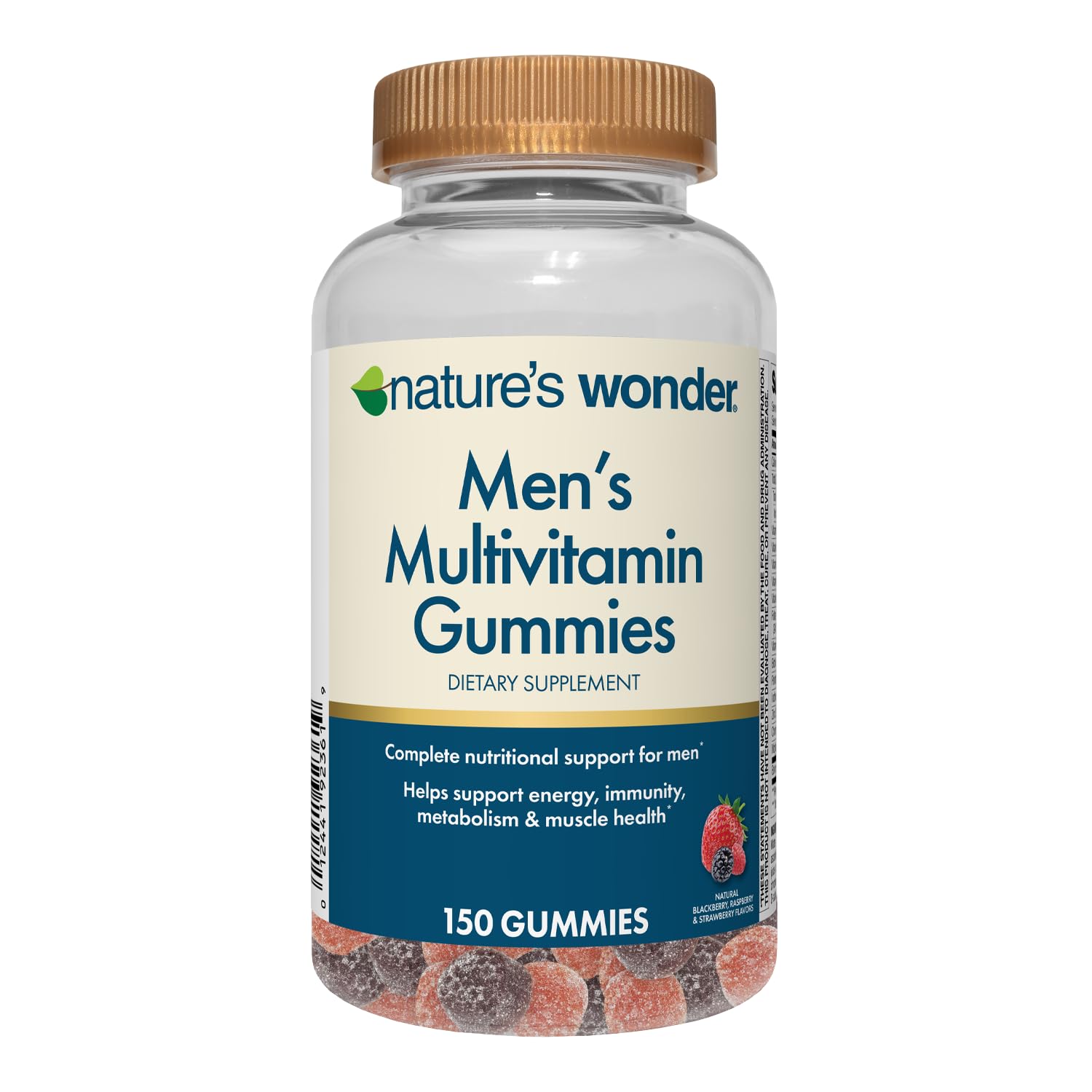 Nature's Wonder Men's Multivitamin Gummies, Supports Immune Health, Energy, Metabolism and Muscles with Vitamins A,C,D,B6,B12, 150 Men's Daily Multivitamin Gummies, 75 Day Supply