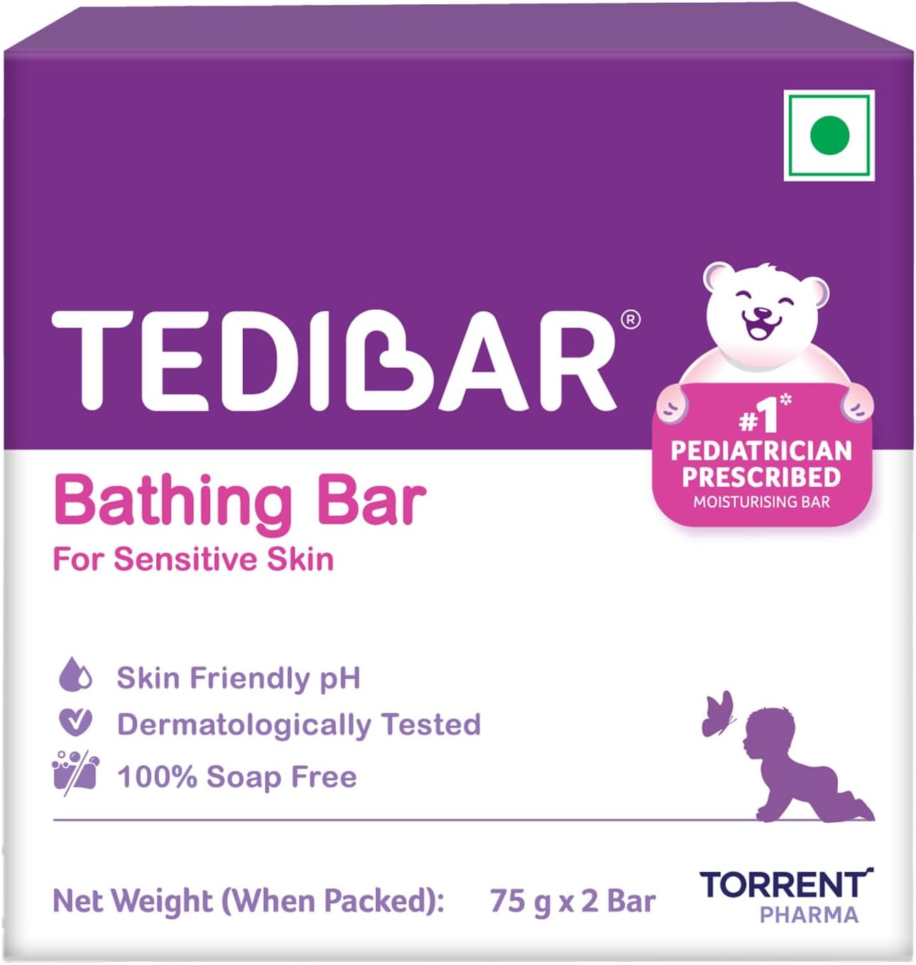 Baby Bathing Bar | For Baby’s Sensitive Skin | Gentle Cleansing, Skin-friendly, pH 5.5, 75gm, Pack of 2