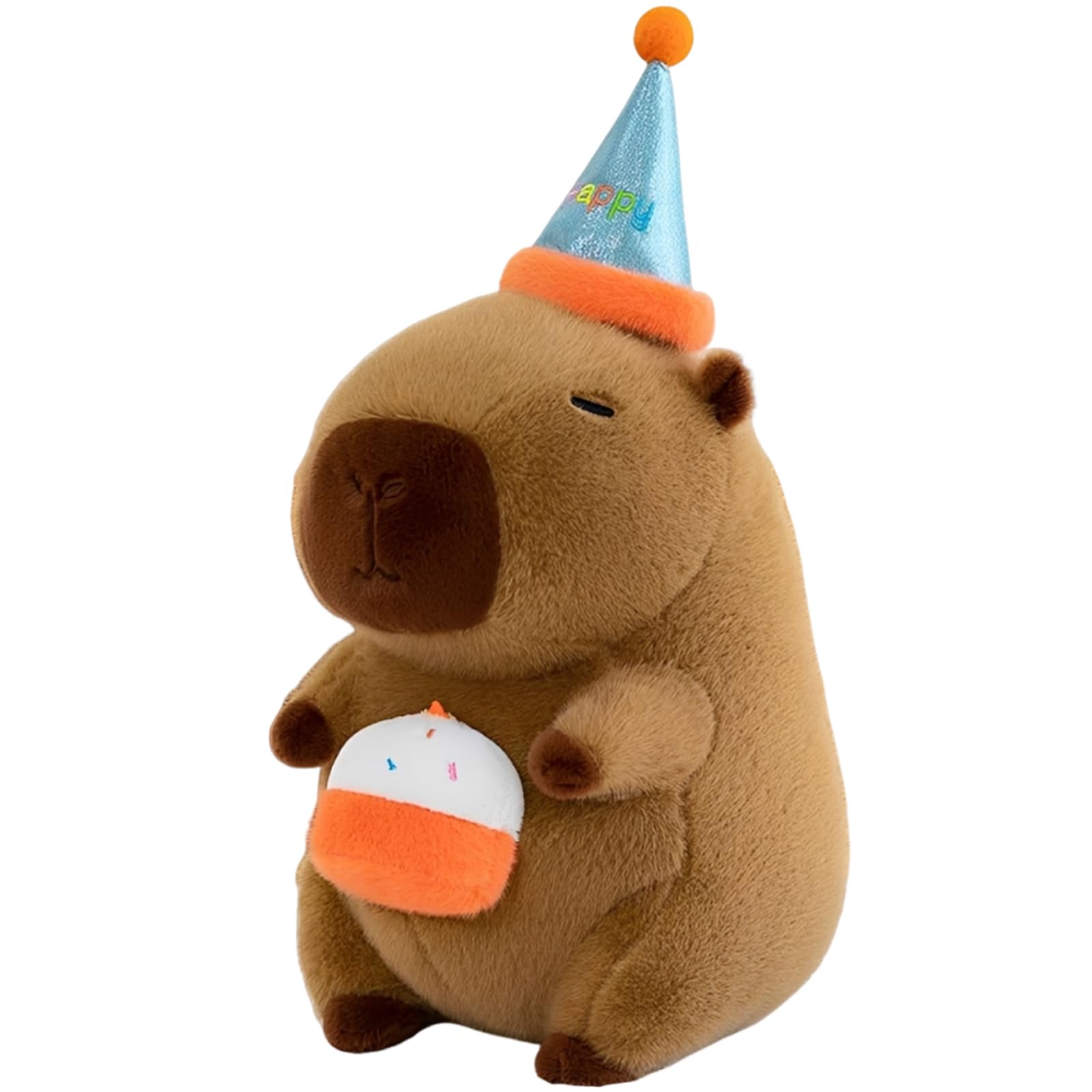ZPSCXQ Capybara Teddy Gift Set (with Birthday Hat Cake) 30cm, Soft Plush Animal, Cute Decoration, Family Display, Cute Capybara Teddy Birthday Gift for Friends, Boys, Girls