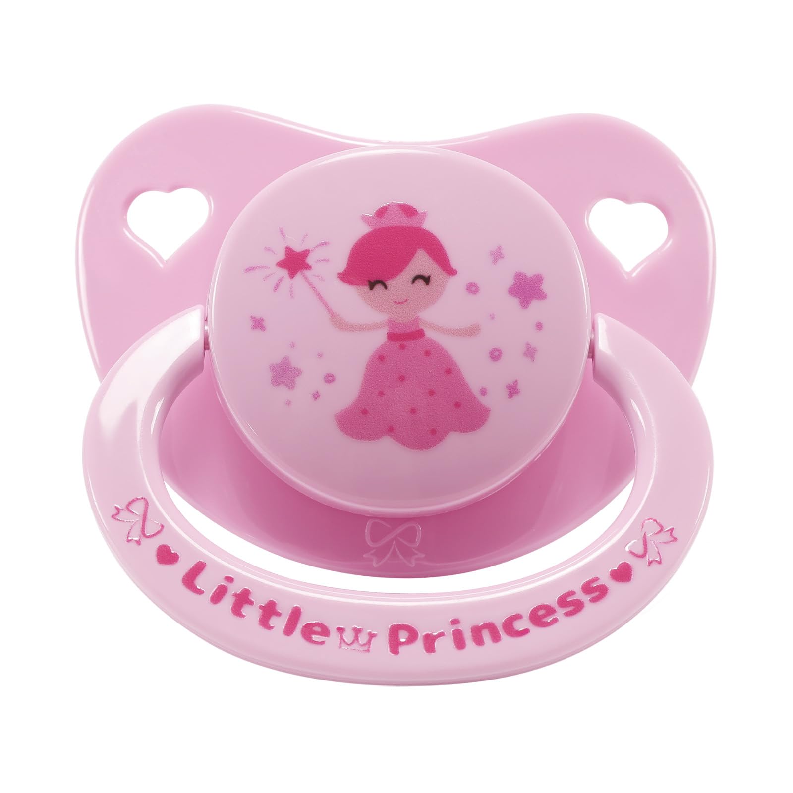 CutiePlusU Adult Schnuller mit großem Schild & Silikon-Sauger – BPA-frei, mit süßen Motiven für Stressabbau und Entspannung - Little Princess Pink